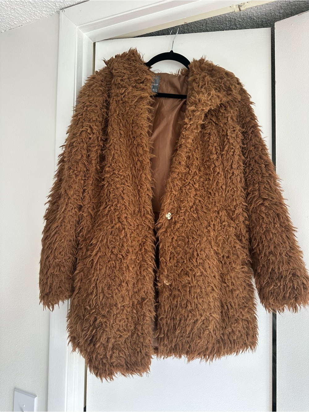 Primark Cognac Teddy Faux Shearling Coat